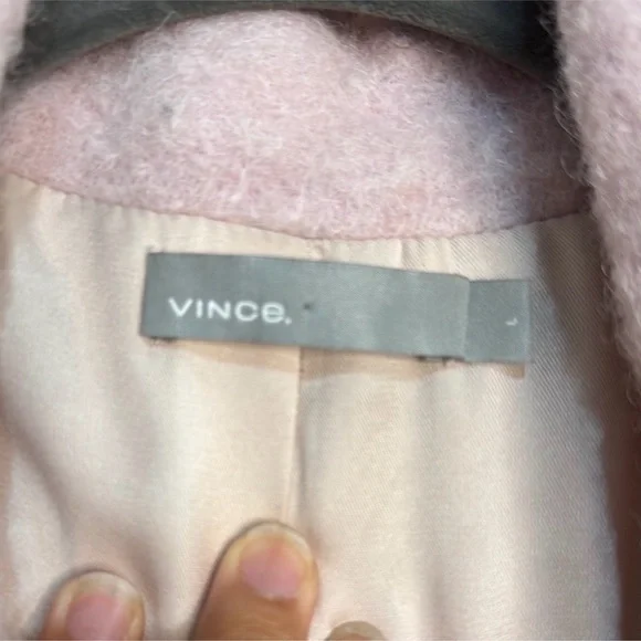 Vince Size Large Wool Blend Pink Belted Coat Size Large - Picture 2 of 11
